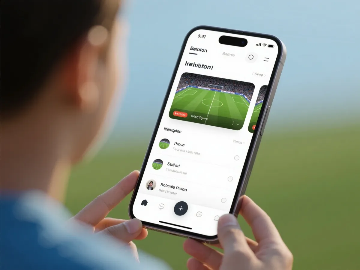 欧冠足球直播 App 界面演示